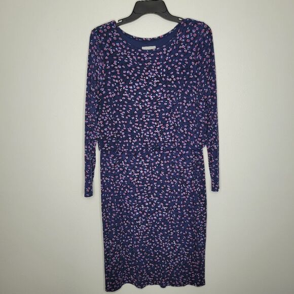 Pure Collection Blue Pink Abstract Leopard Animal Print Blouson dress size 12 - Picture 1 of 7